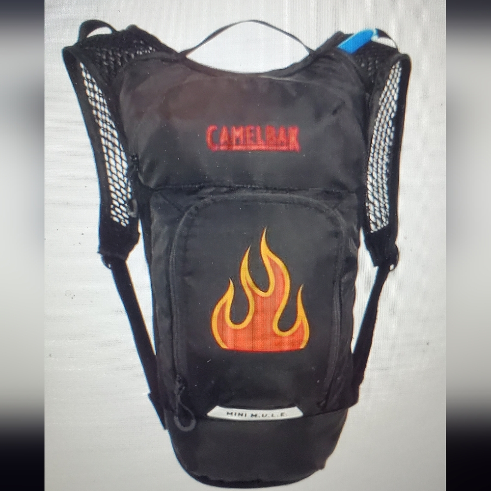 CamelBak Black Backpack with Vibrant Flame Design